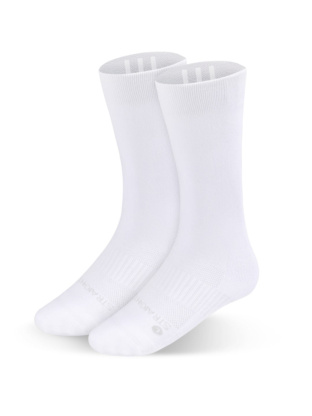 Two white socks on a white background