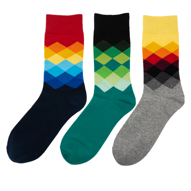 Men's Faded Diamond Stay Up Socks 3-Pack