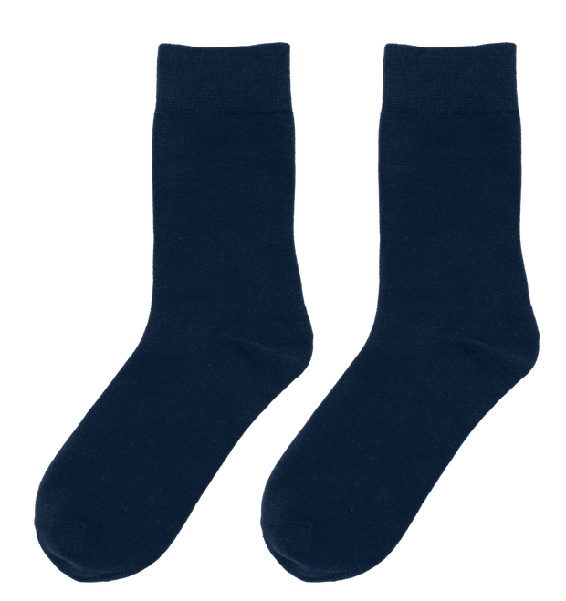 Pair of nay blue crew length socks